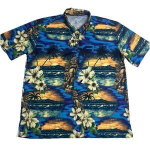 Favant Designed Hawaii Short Sleeve Button Down Mens XL Beach Cruise Tiki Floral